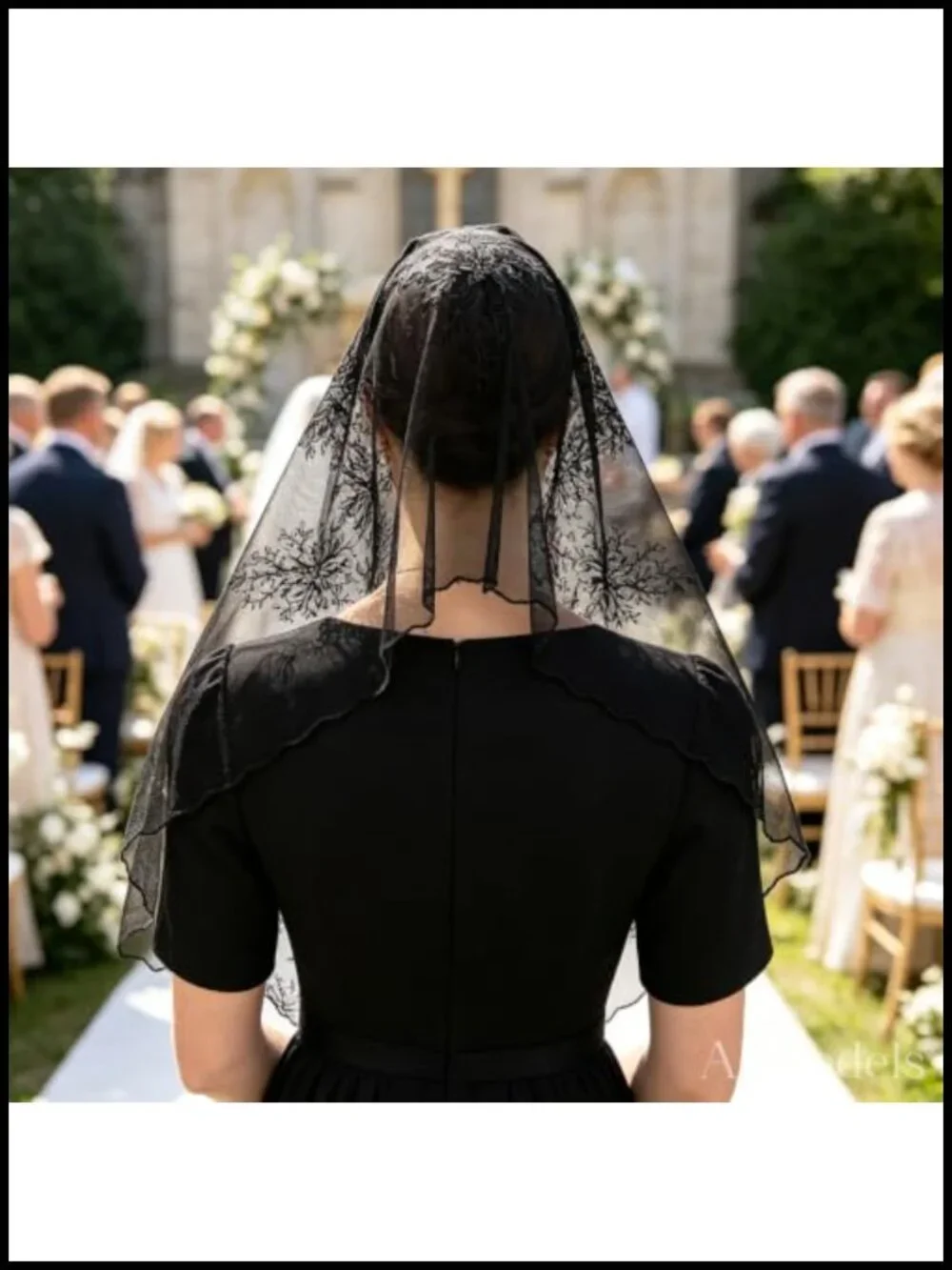 Long Lace Pearl Veil Scarf Wrap Shawl for Church Wedding Prayer